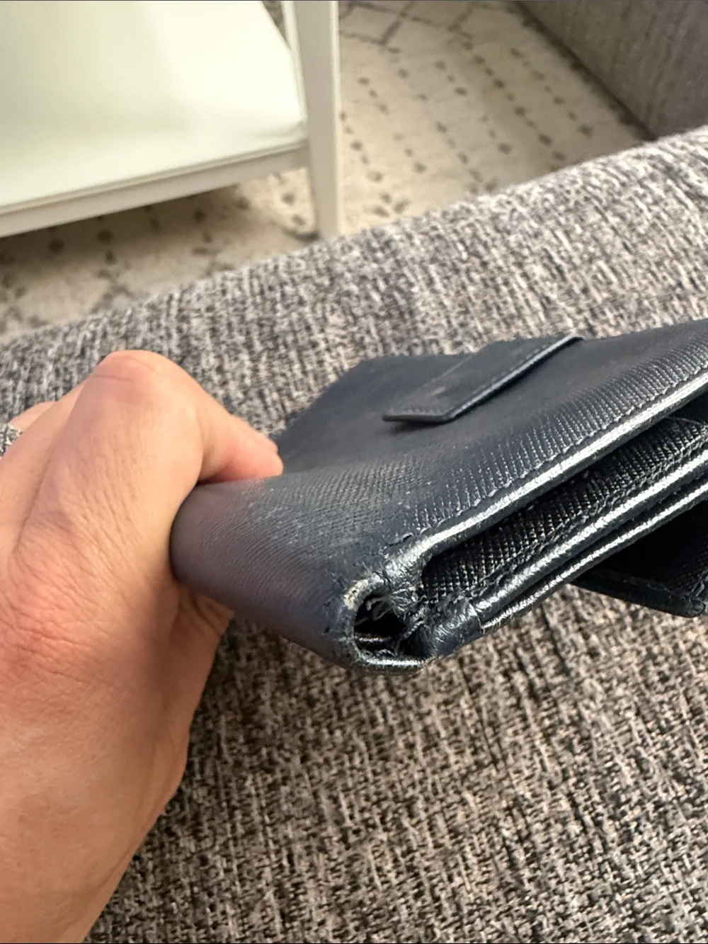 Prada Men's Navy Saffiano Leather Bifold Wallet with Triangle Logo